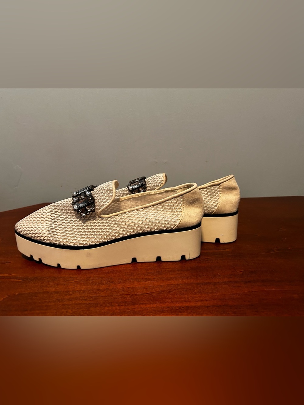 Karl Lagerfeld white Paris Bri Platform slip on Loafers 7.5 - Picture 8 of 14